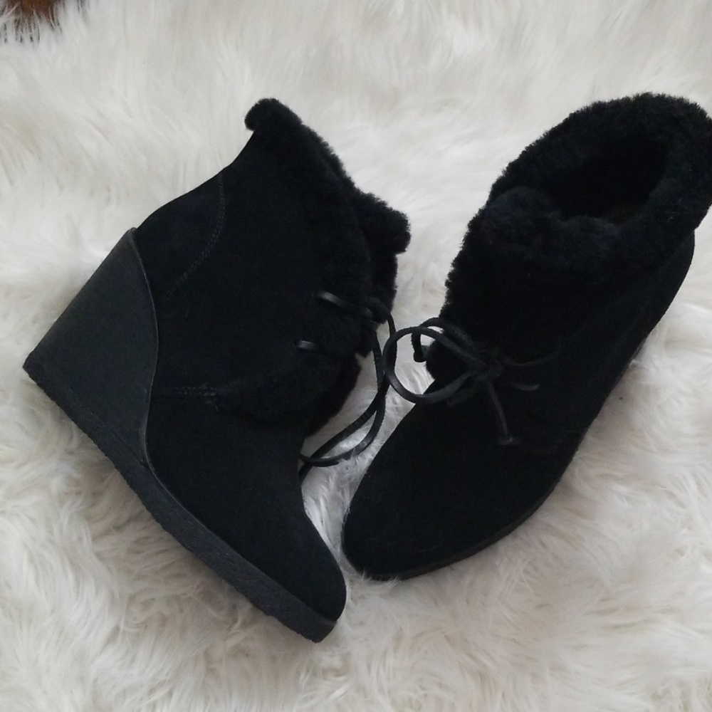 NWOT Splendid faux fur wedge ankle boots